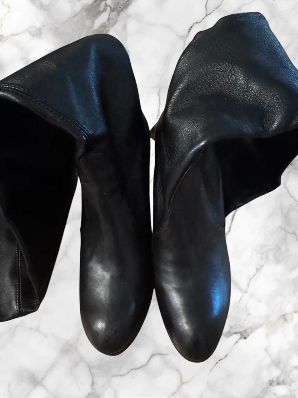 Stuart Weitzman Highland Black Plonge Stretch Leather Over-the-Knee Boots Sz 8.5